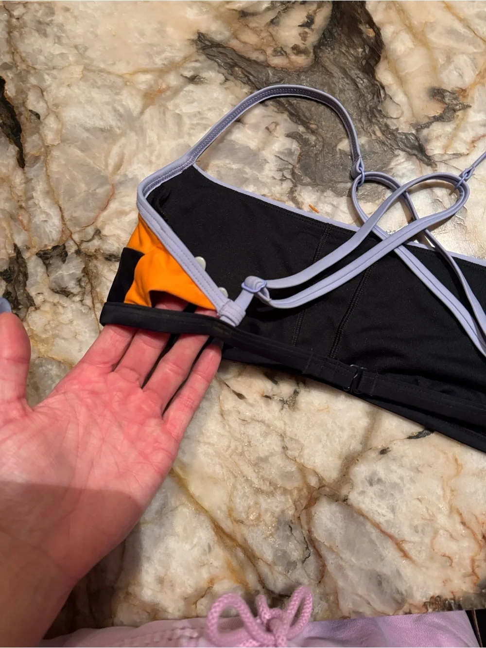 Prana Lavender, Orange & Black Strappy Colorblock Bikini Top